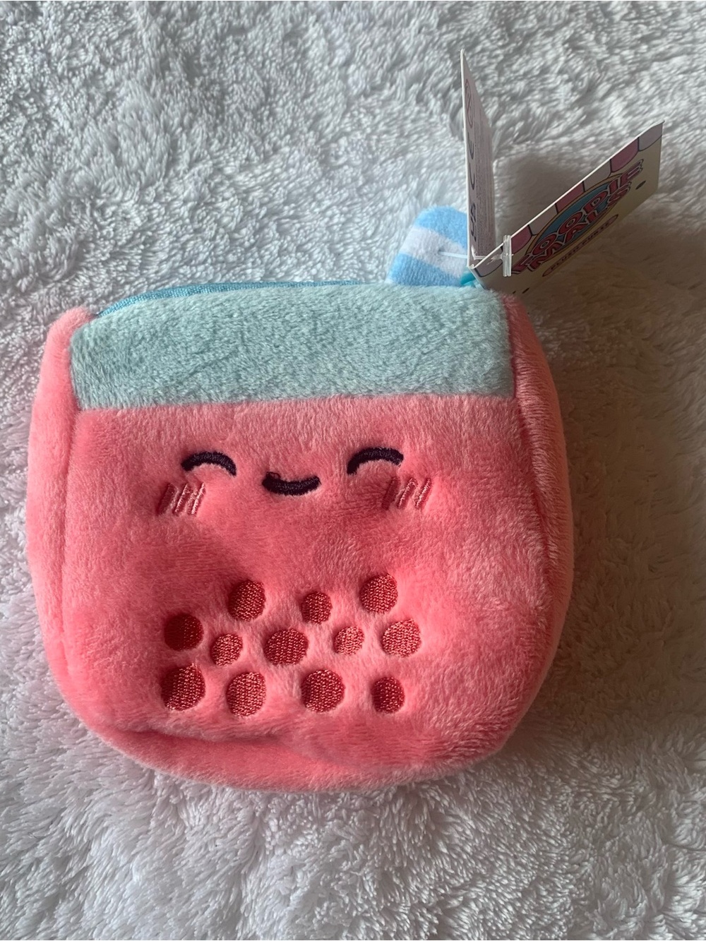 NWT Kawaii Pink Bubble Tea Plush Coin Purse / Mini Zipper Pouch